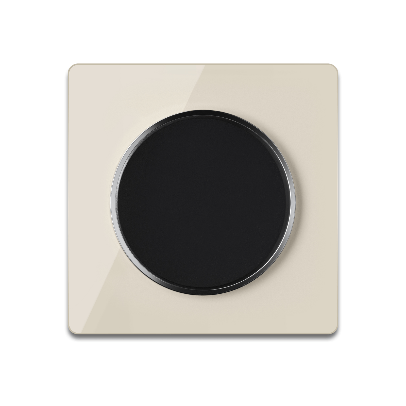 Lichtschalter schwarz mit Glass-Abdeckrahmen beige - OneKeyElectro